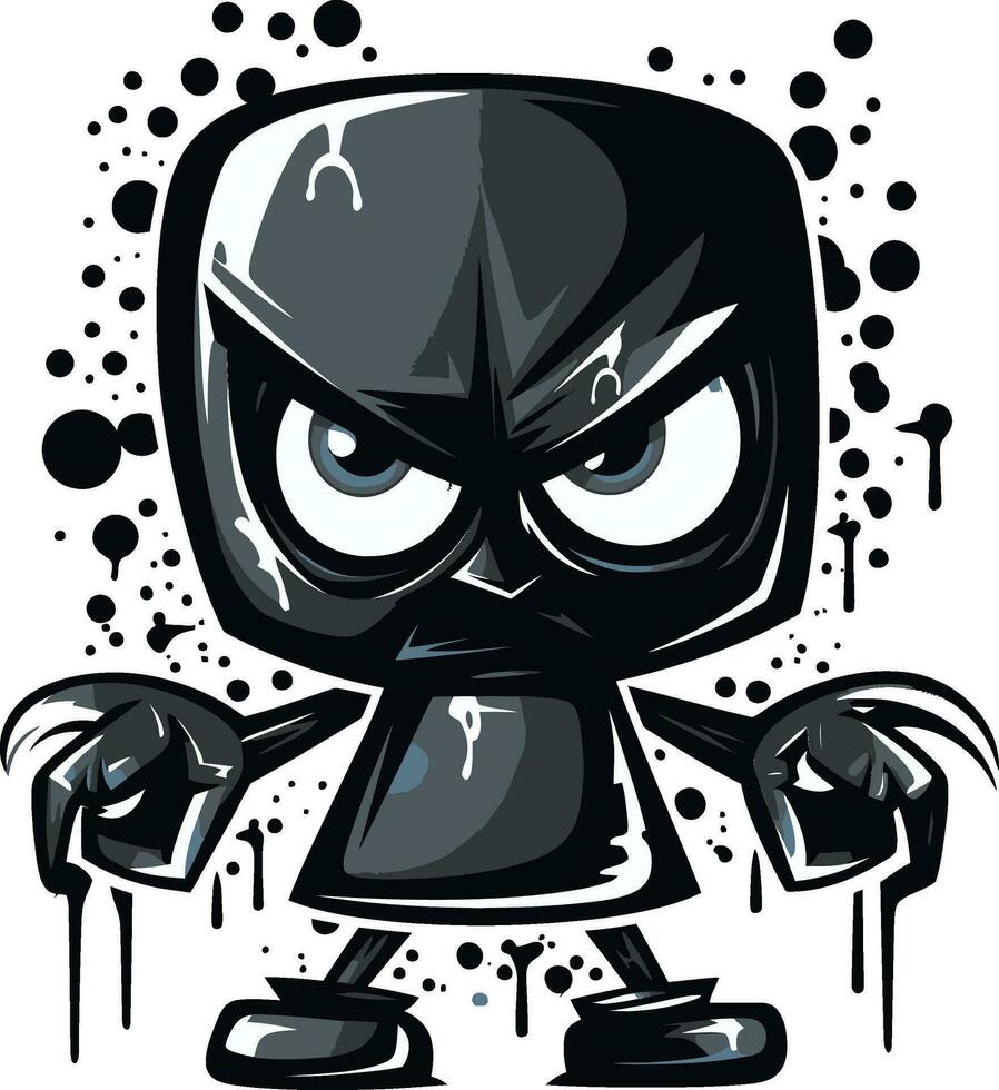 agité graffiti mascotte noir icône emblème en colère vaporisateur pouvez Signature vecteur logo