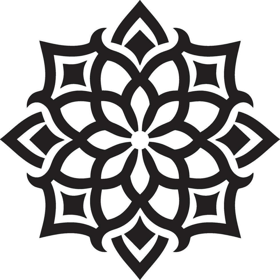 floral harmonie dans noir arabe carrelage conception arabe élégance redéfini floral logo icône vecteur
