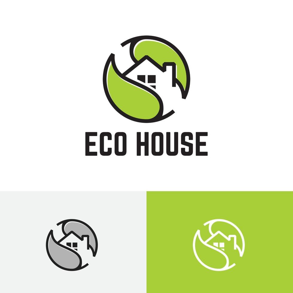 eco green leaf house accueil logo immobilier vecteur