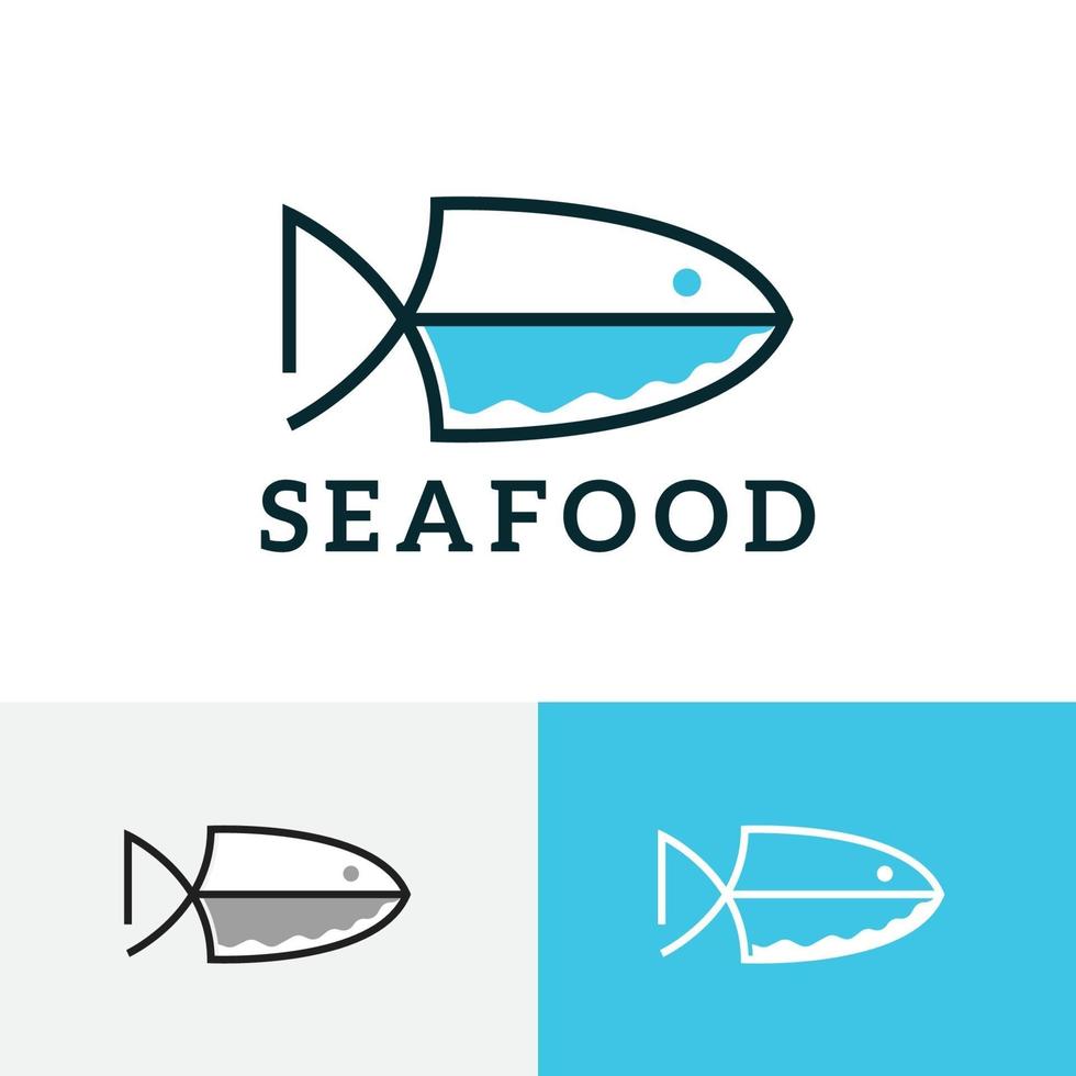 poisson couteau fruits de mer restaurant chef simple logo vecteur