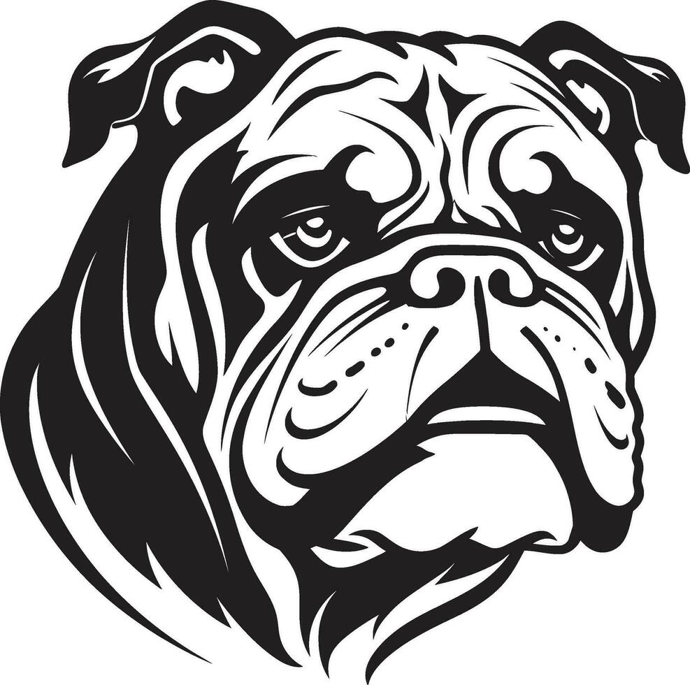 bouledogue ténacité dévoilé noir logo avec bouledogue puissant canin vecteur icône dans noir