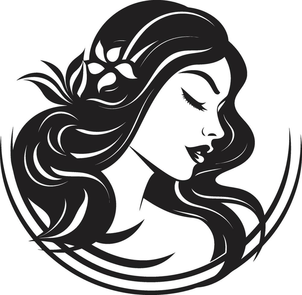 éternel séduire logo de une les femmes visage élégant mystère noir visage vecteur icône