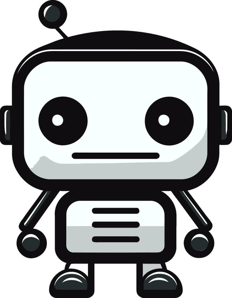 ébène mini mech une élégant robot logo dans vecteur cosmique scout le futuriste mascotte icône