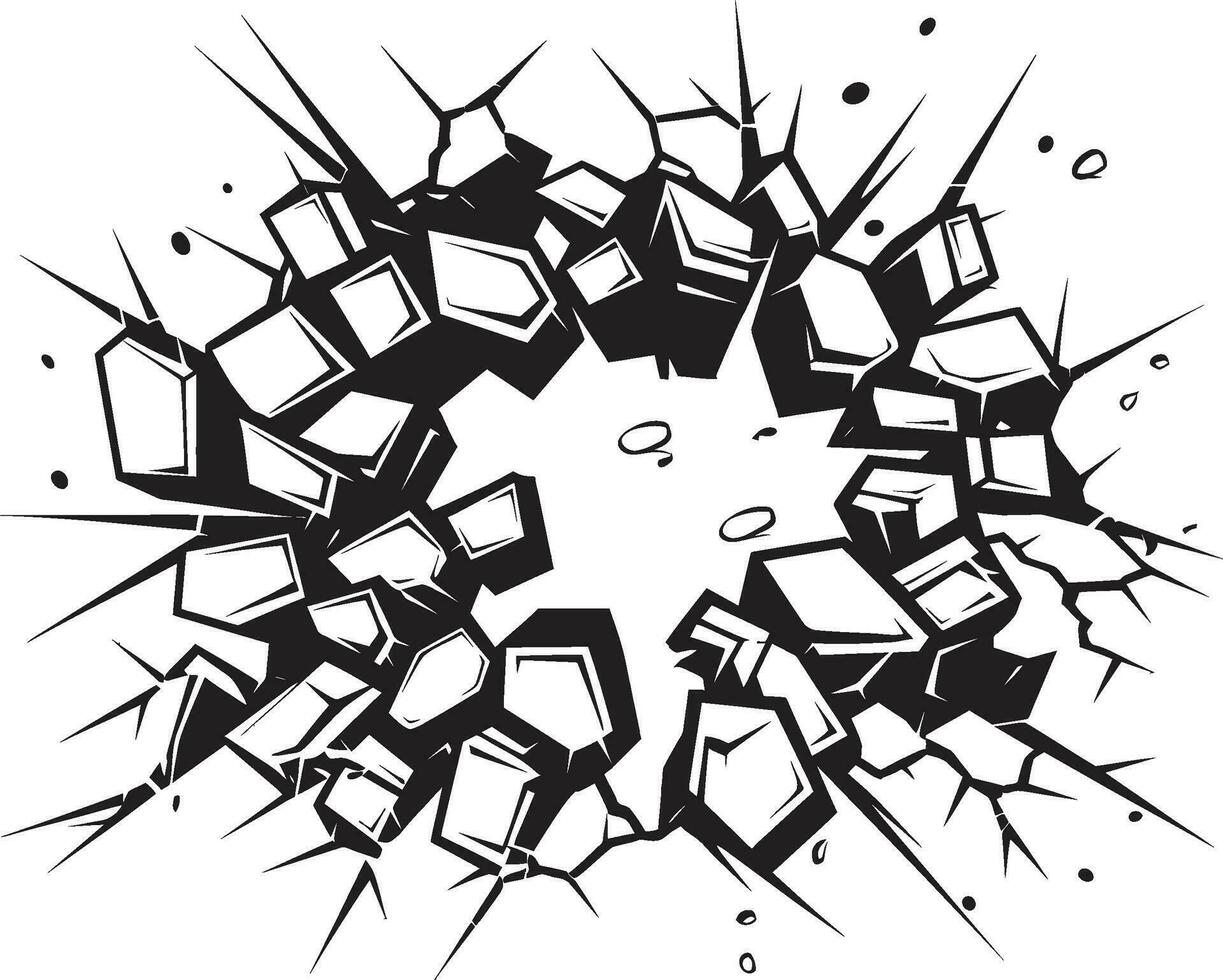 dynamique éclater noir logo avec bande dessinée livre cassé mur bande dessinée livre aventures vecteur icône dans noir