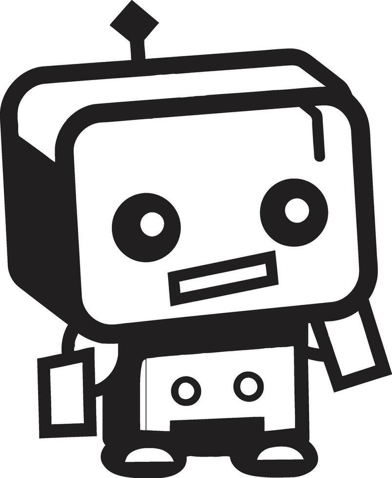 robot furtif le compact noir vecteur mascotte emblème ébène mini mech une élégant robot logo dans vecteur