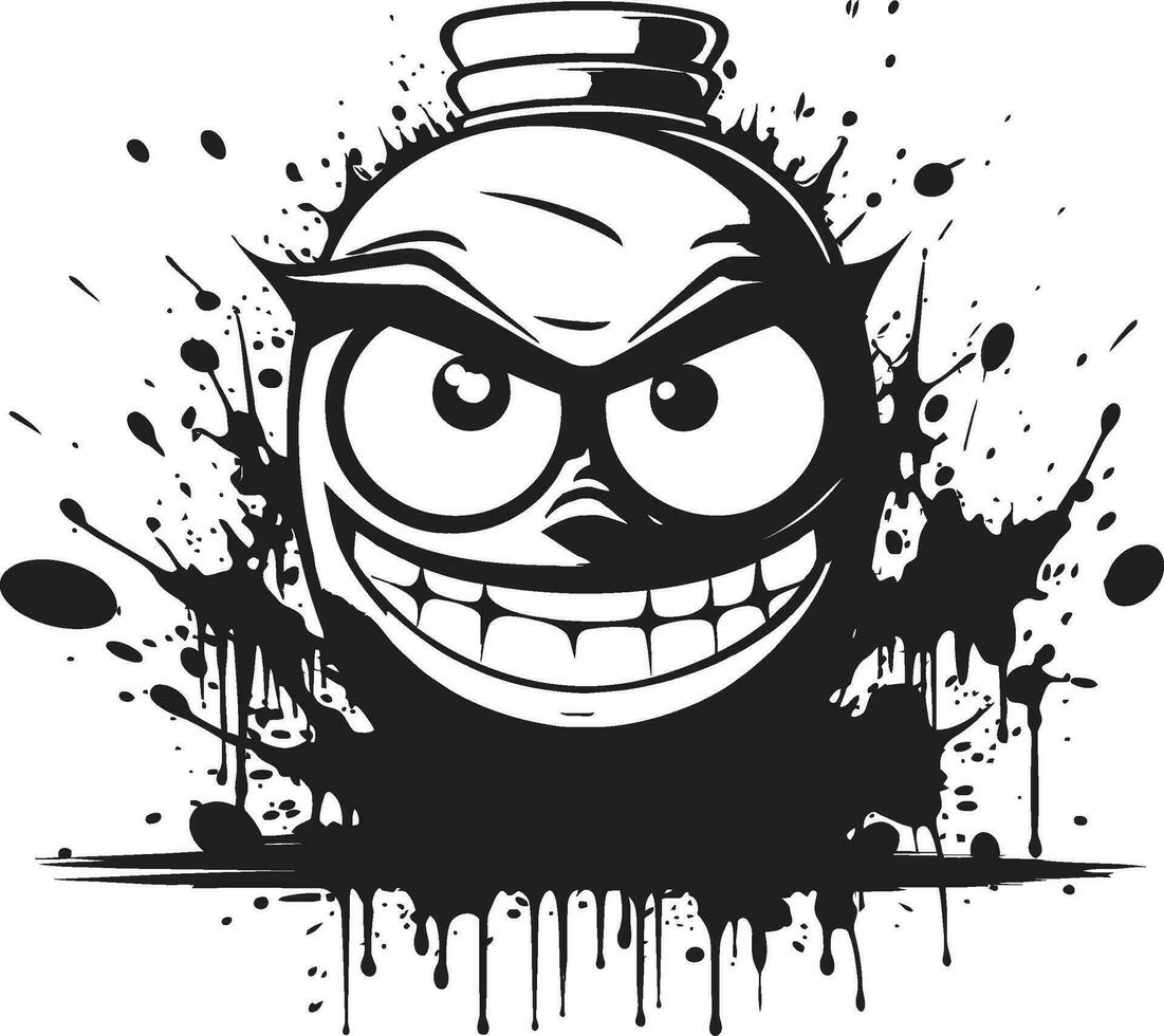 vecteur talent artistique en colère vaporisateur peindre logo intense aérosol fureur noir mascotte icône