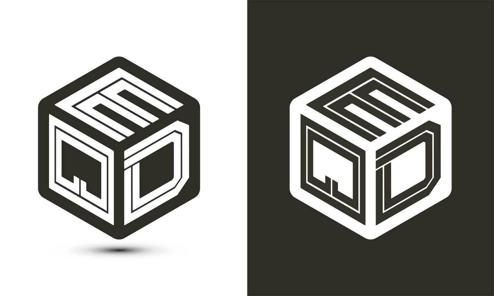 eqd lettre logo conception avec illustrateur cube logo, vecteur logo moderne alphabet Police de caractère chevauchement style.