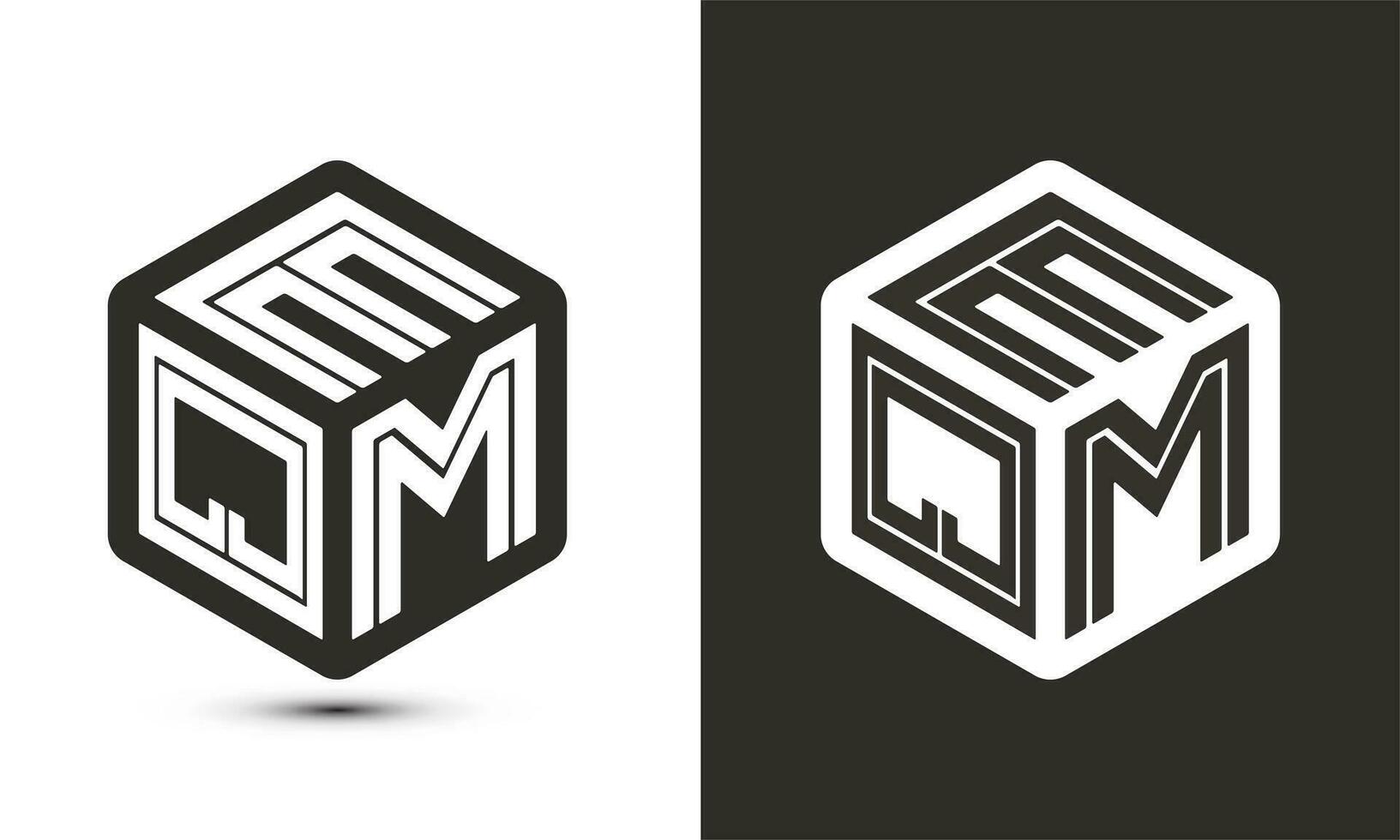 eqm lettre logo conception avec illustrateur cube logo, vecteur logo moderne alphabet Police de caractère chevauchement style.