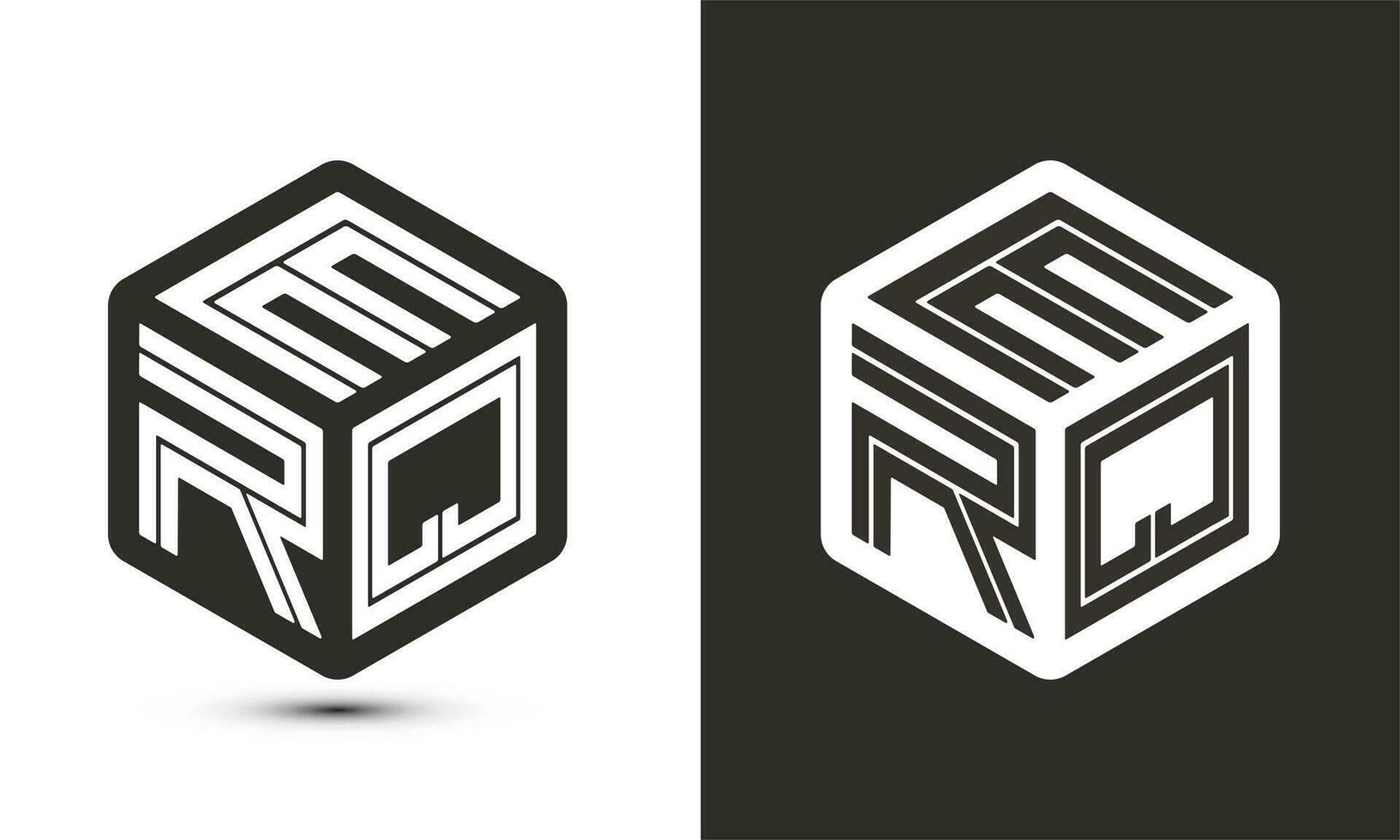 erq lettre logo conception avec illustrateur cube logo, vecteur logo moderne alphabet Police de caractère chevauchement style.