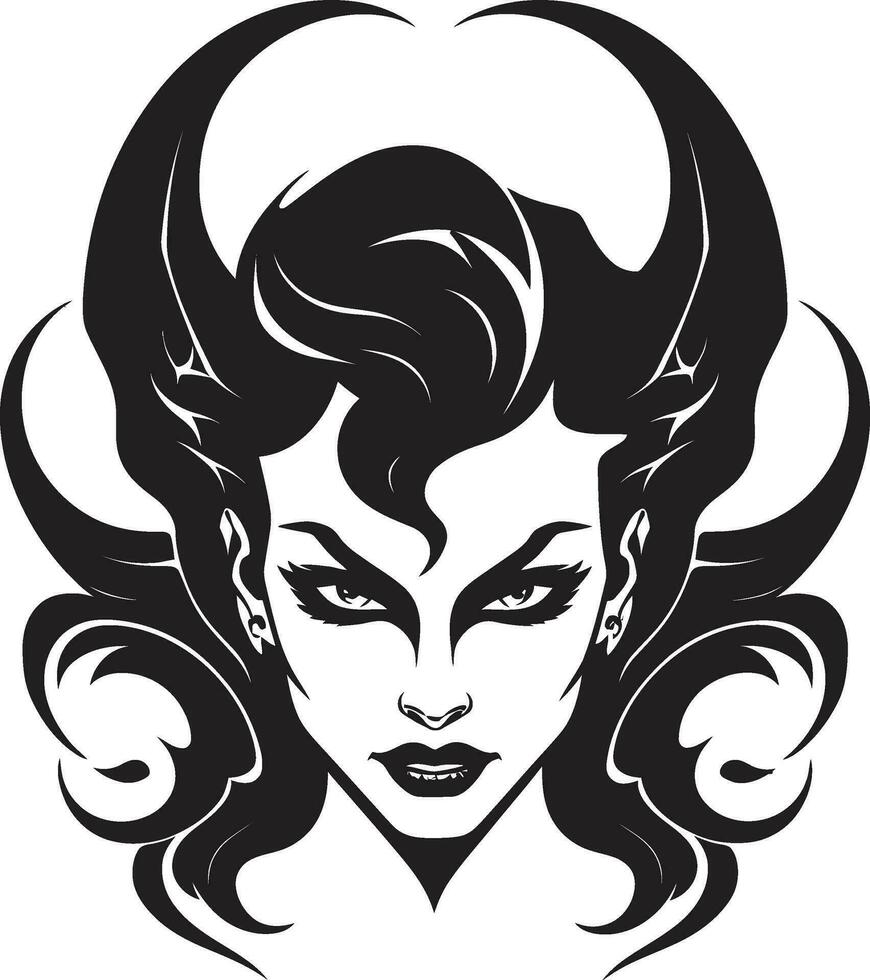iconique enchantement élégant démon emblème étouffant séductrice magnifique femelle démon logo la maîtrise vecteur