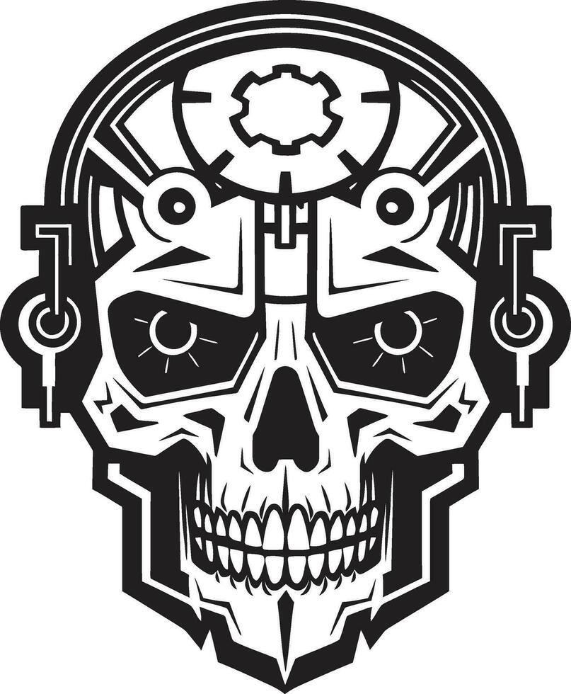 industriel cyber crâne emblème le révolution de conception artistique mécanique crâne le élégance de le machine vecteur