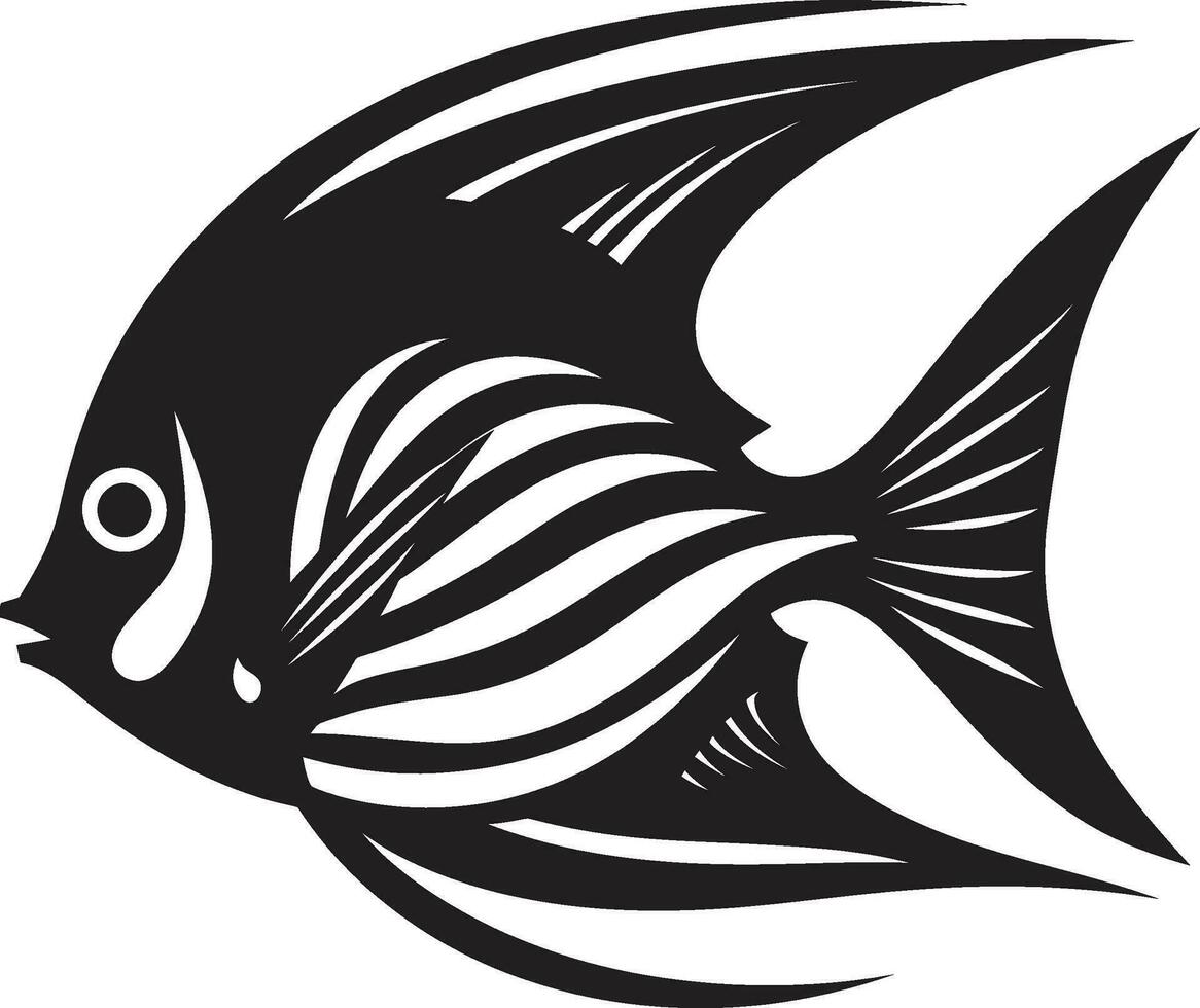 noir poisson ange vecteur emblème conception excellence iconique poisson ange logo noir vecteur talent artistique