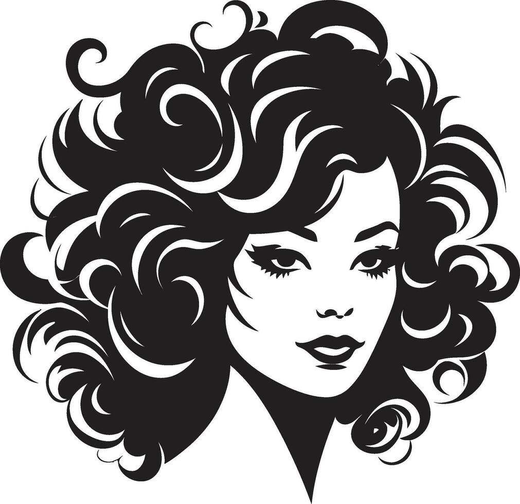 frisé charisme vecteur logo conception dans noir vagues de élégance une frisé aux cheveux emblème