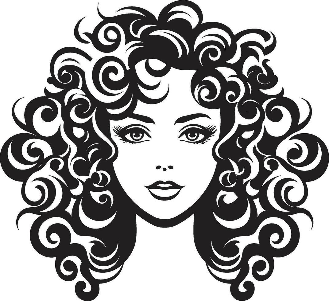 frisé charme sculpté dans vecteur le les femmes iconique cheveux symbole frisé couronne une noir vecteur les femmes iconique chevelure