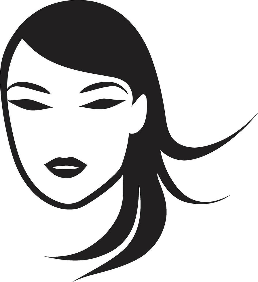 gracieux élégance noir logo avec femelle visage féminin beauté vecteur icône de une les femmes visage