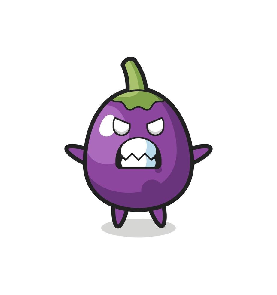 expression courroucée du personnage de mascotte d'aubergine vecteur