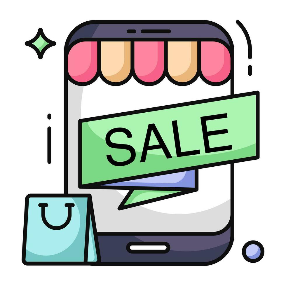 branché conception icône de mobile achats vente vecteur