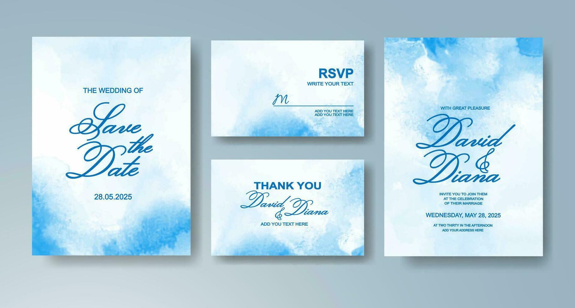 invitation de mariage avec fond aquarelle abstraite vecteur