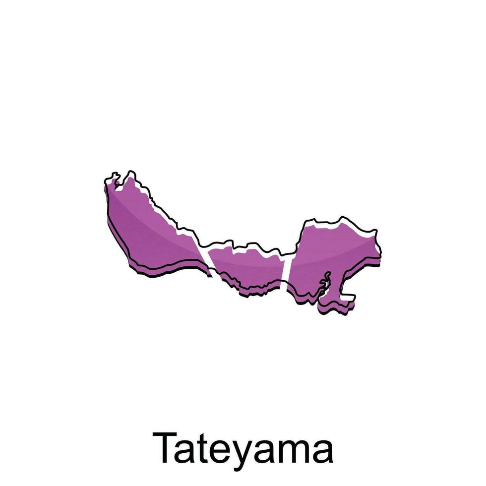 carte ville de tateyama conception, haute détaillé vecteur carte - Japon vecteur conception modèle