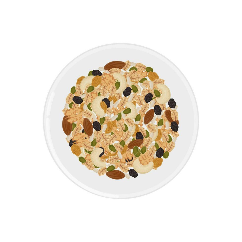 logo illustration de une en bonne santé petit déjeuner granola céréale avec Yaourt vecteur