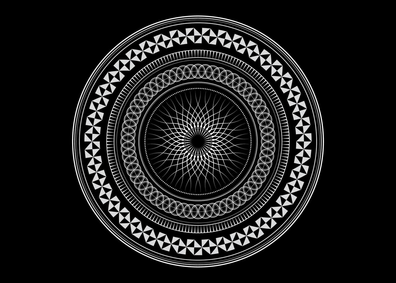 Éléments de symbole de géométrie sacrée mandala dessin au trait blanc vecteur