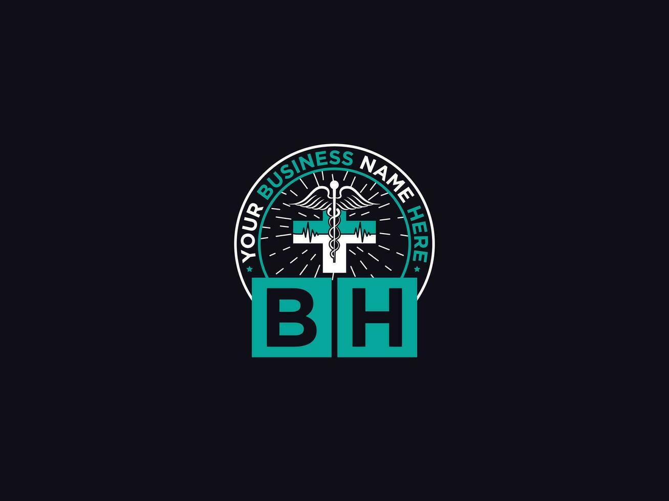 moderne bh médical logo, initiale médecins bh logo lettre pour clinique vecteur