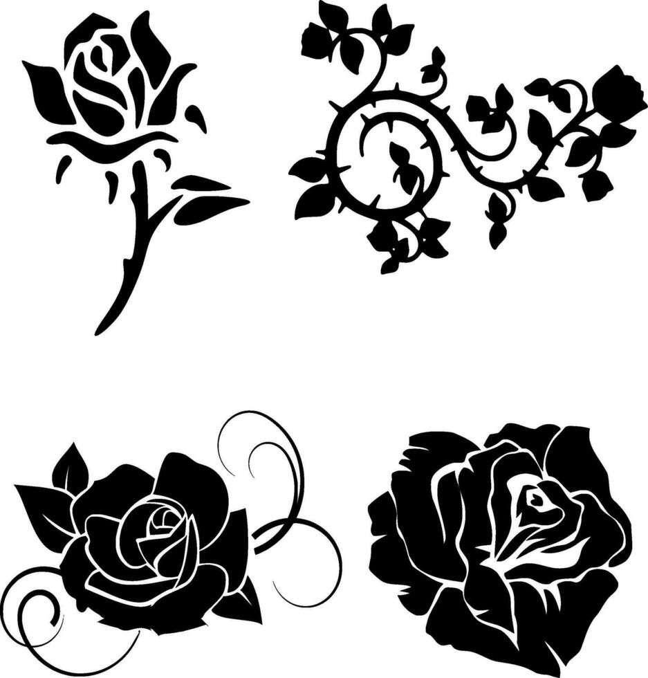 Rose silhouette vecteur sur blanc Contexte