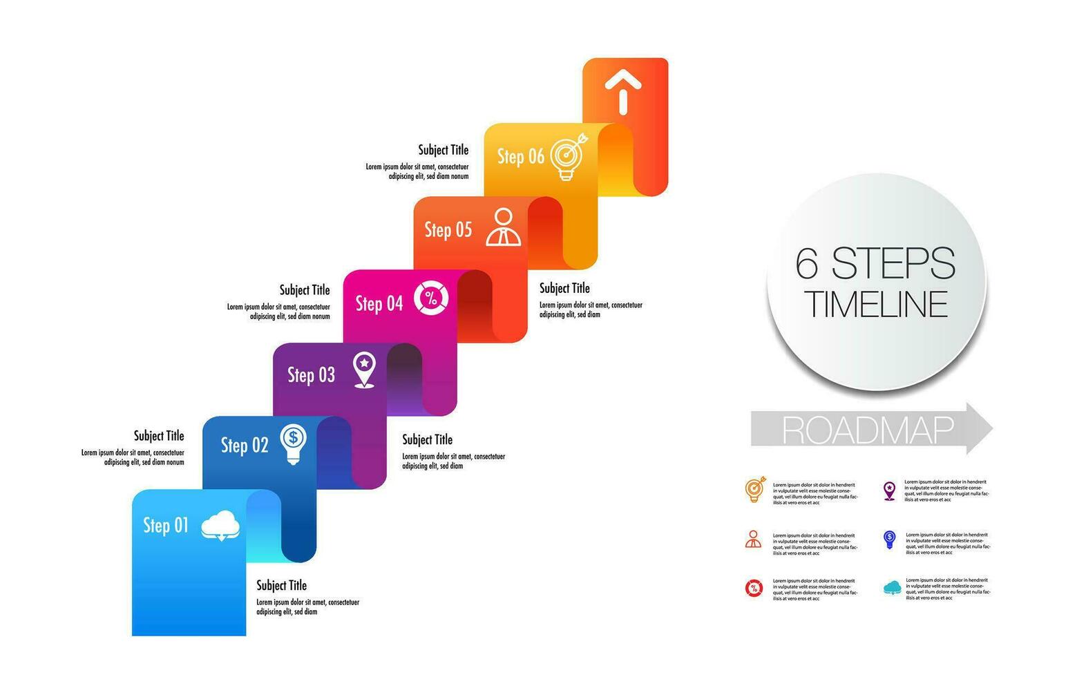 infographie modèle 6 étape 6 année plan pour affaires vecteur