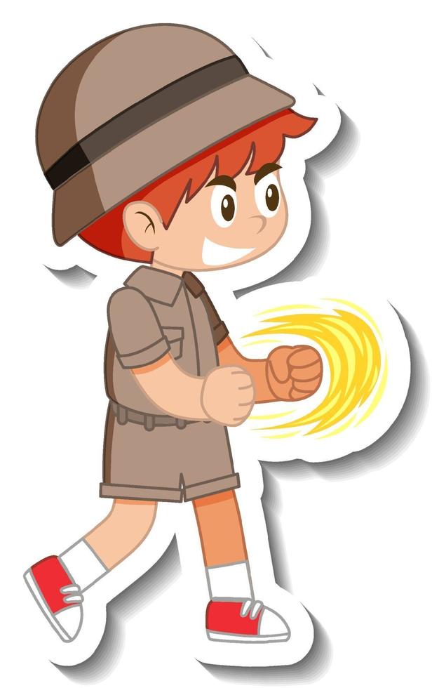 autocollant de personnage de dessin animé scout petit garçon vecteur