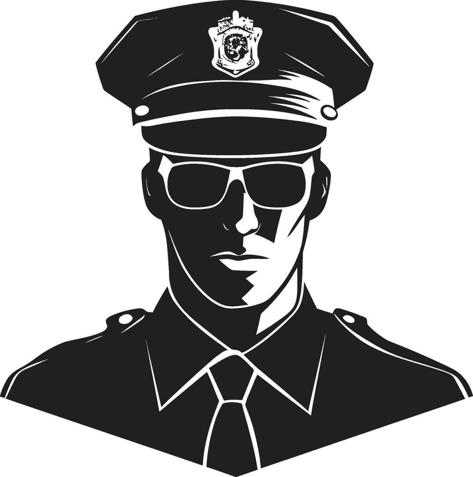 le mince bleu ligne dans vecteur police officier portraits réel la vie héros dans vecteur police officier des illustrations