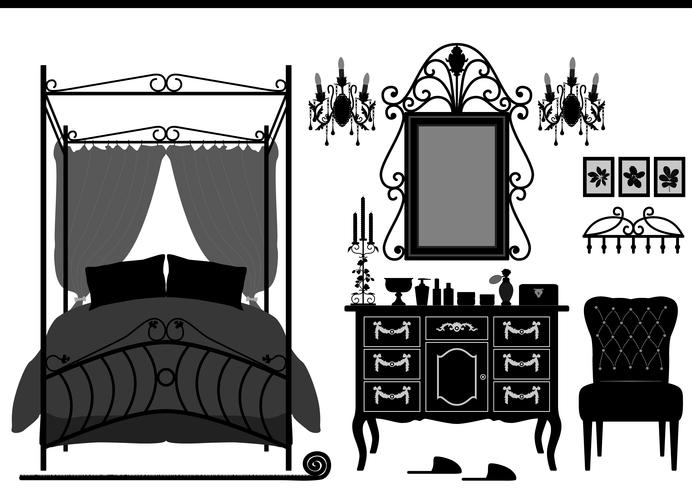 Mobilier Antique Royal Bedroom. vecteur