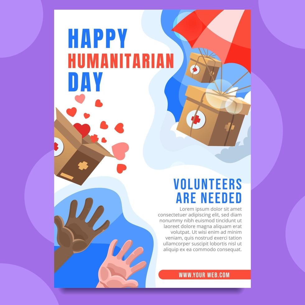 affiche de la journée des volontaires humanitaires vecteur