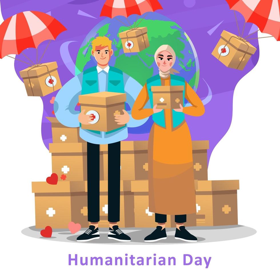 aide de l'humanité pour la journée humanitaire vecteur