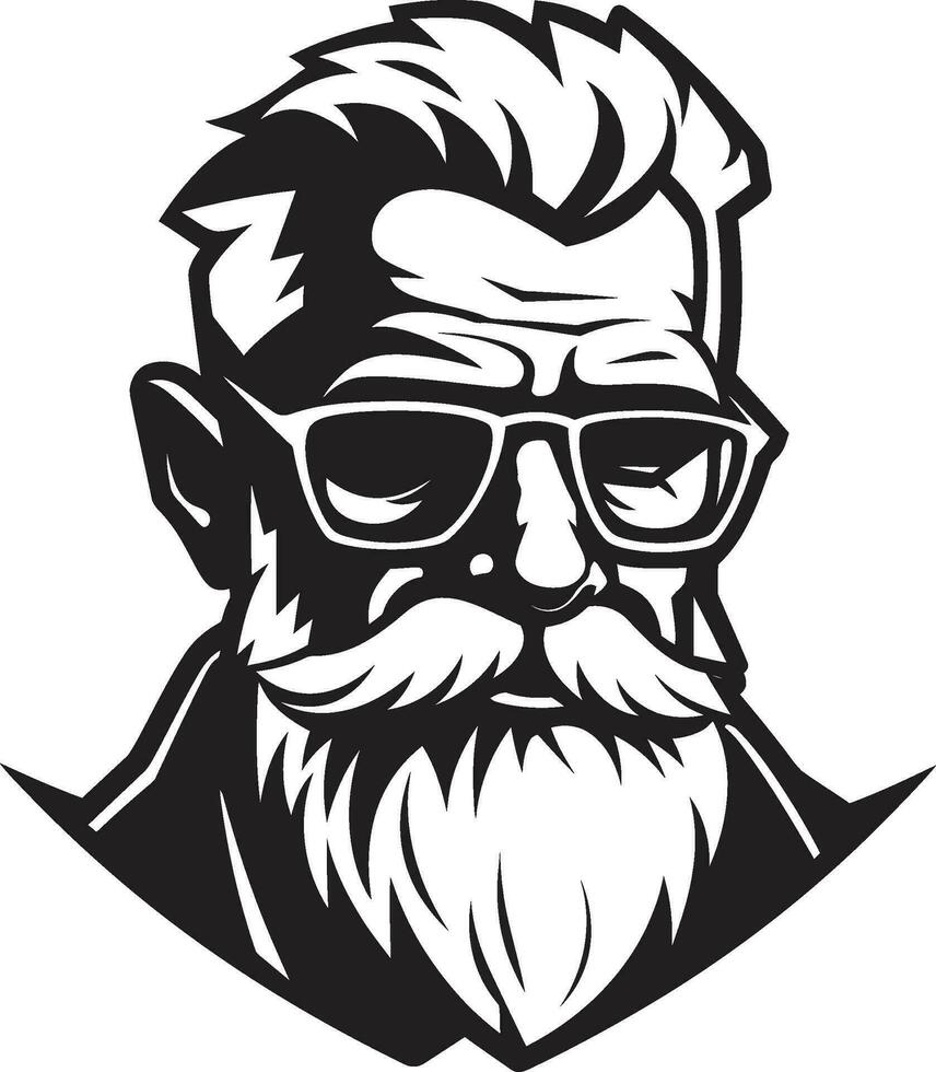 gris aux cheveux grand-père profil ancien Sénior avec des lunettes vecteur