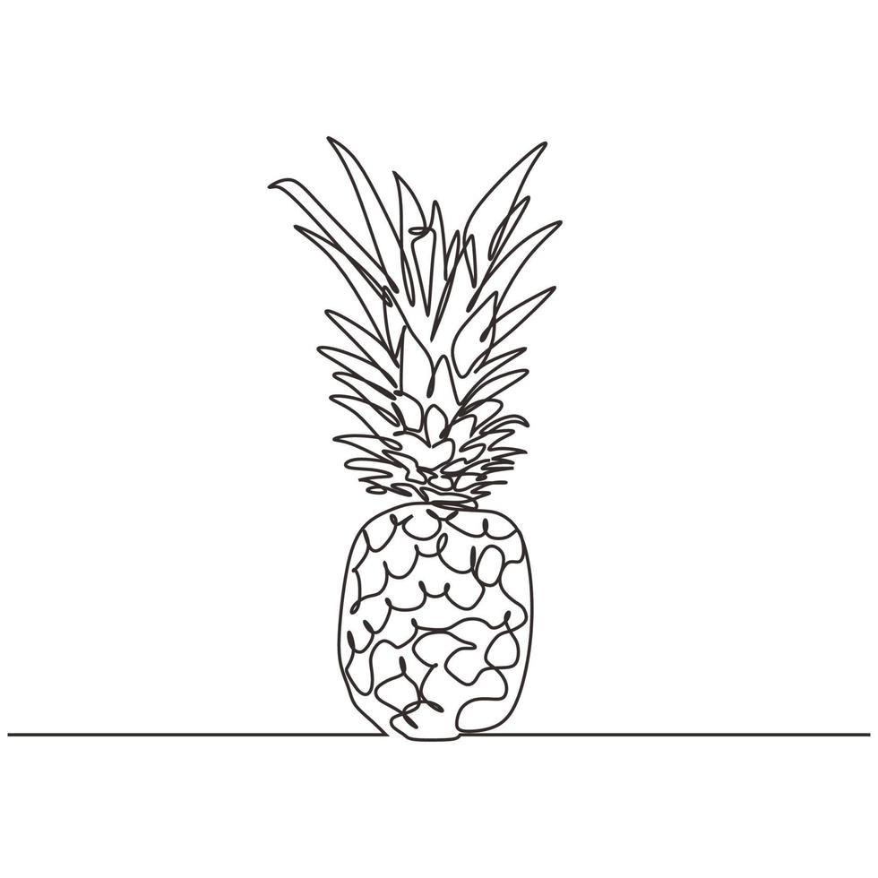 conception de minimalisme de vecteur de dessin d'une ligne continue d'ananas.