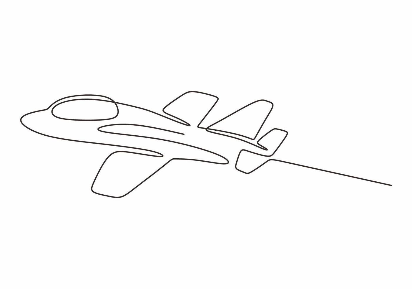 dessin au trait continu de l'avion. minimalisme vectoriel. vecteur