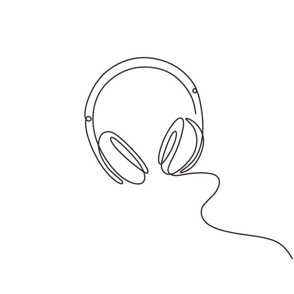 un dessin au trait du minimalisme du gadget du dispositif de haut-parleur du casque vecteur