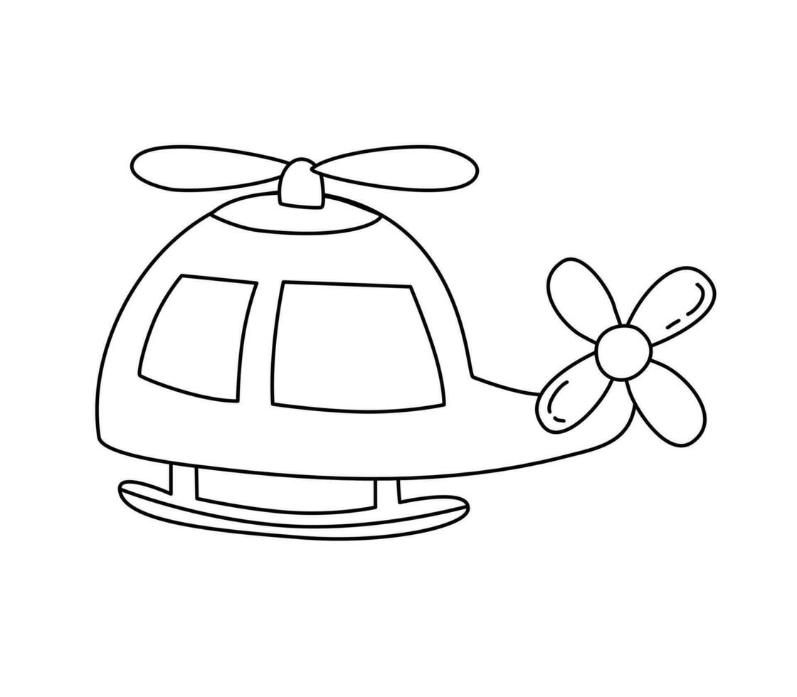 hélicoptère les enfants vecteur griffonnage modèle pour livres noir et blanc