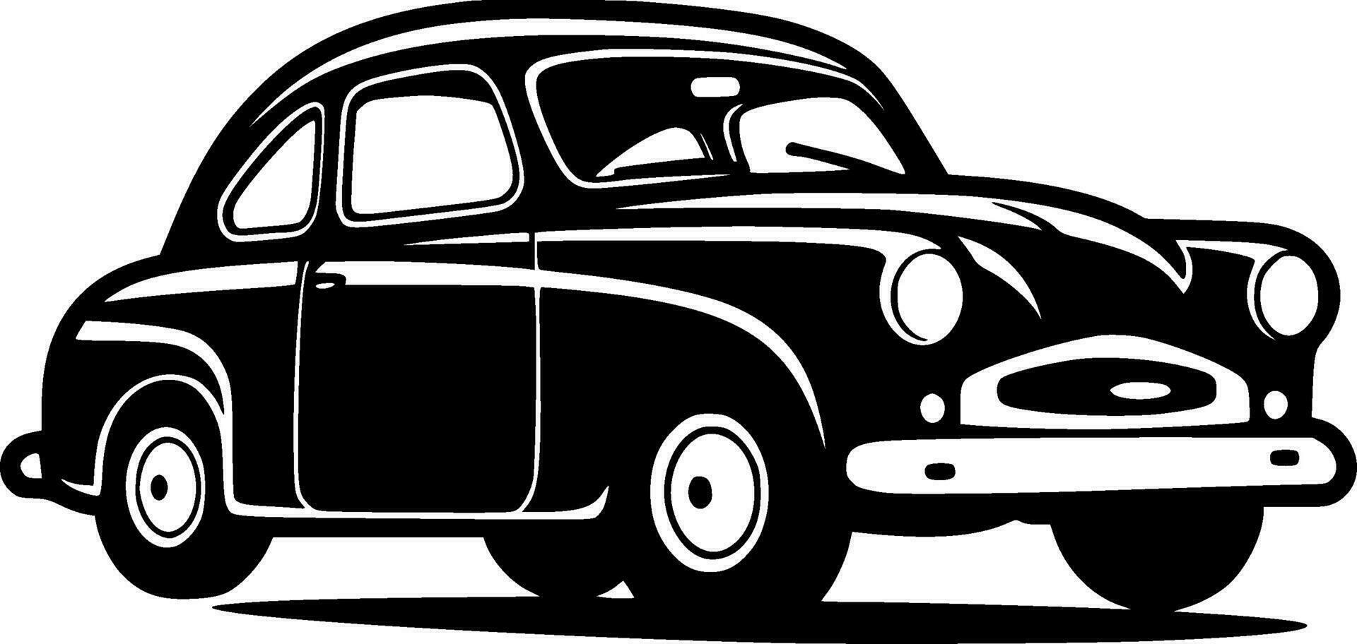 voiture - noir et blanc isolé icône - vecteur illustration