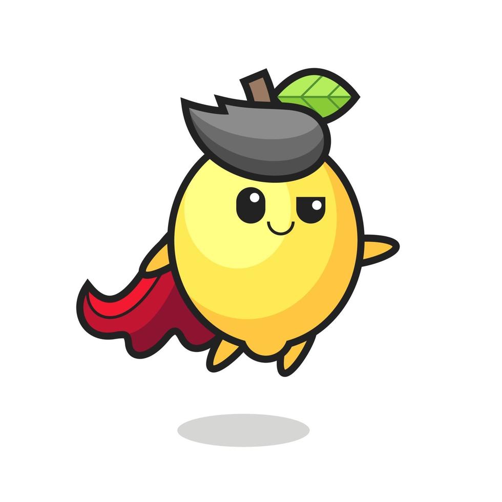le personnage de super-héros de citron mignon vole vecteur
