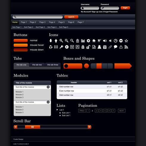 Modèle d&#39;élément de conception Web. vecteur