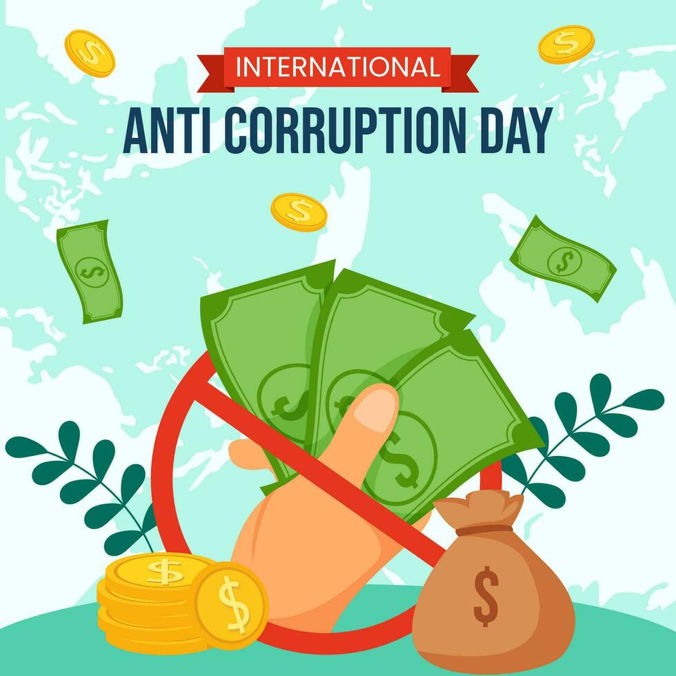 anti la corruption journée social médias illustration plat dessin animé main tiré modèles Contexte vecteur