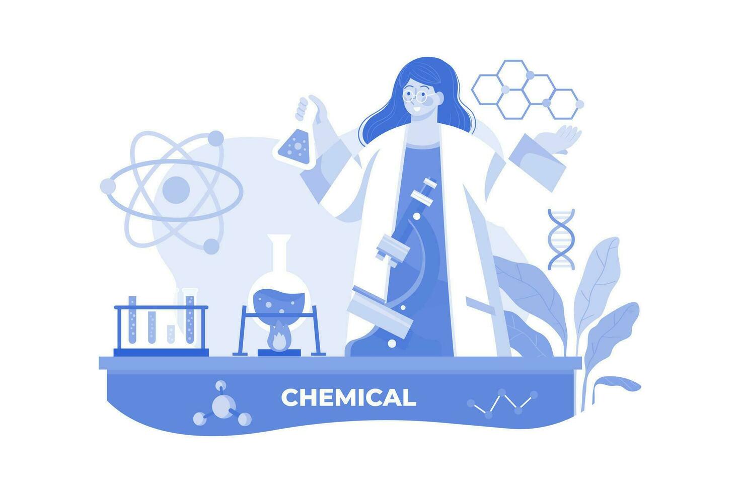 chimique ingénieur illustration concept sur une blanc Contexte vecteur