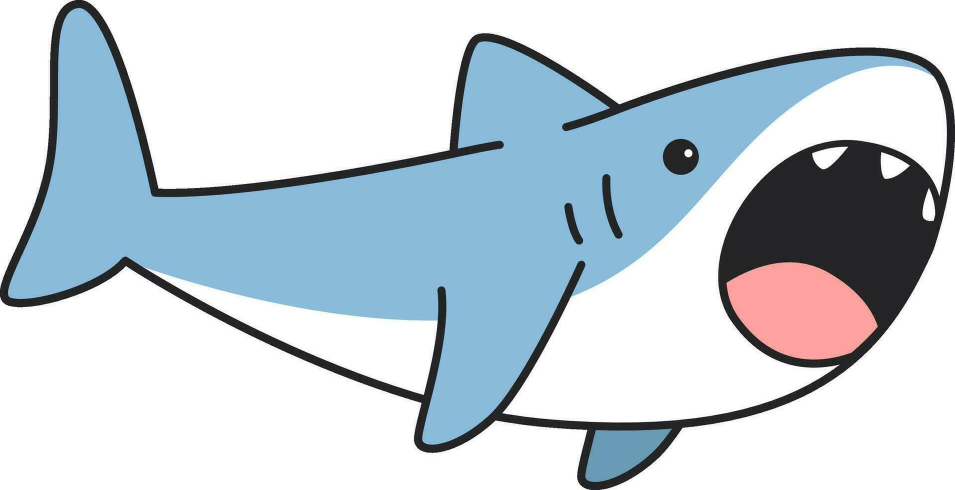 requin. mignonne dessin animé vecteur illustration. isolé sur blanc Contexte.