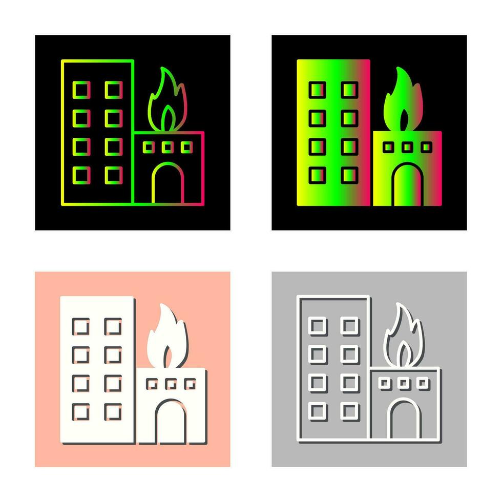 icône de vecteur de bâtiment en feu unique