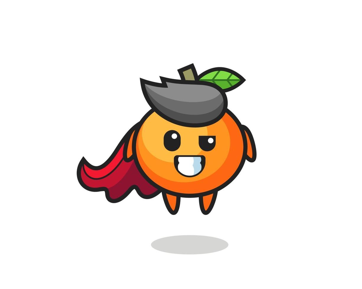 le mignon personnage de mandarine en super-héros volant vecteur