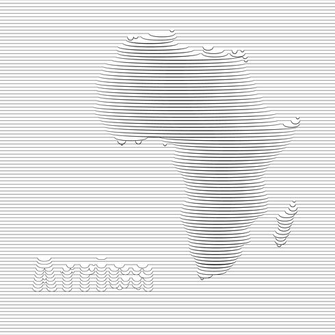 Ligne abstraite de la carte de l&#39;Afrique sur l&#39;art graphique vectoriel. vecteur