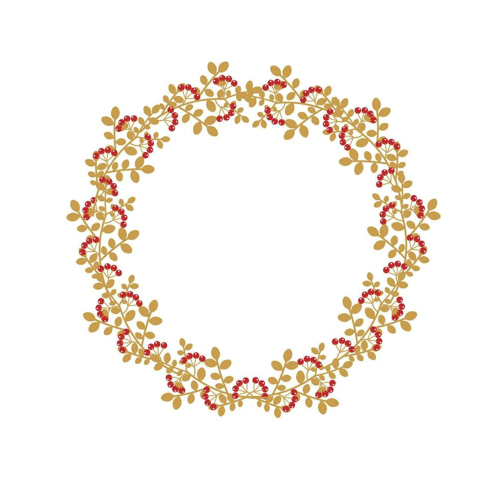 Noël couronne avec houx baies, du gui, pin et épicéa branches, sorbier des oiseleurs baies. joyeux Noël et content Nouveau an. vecteur eps10