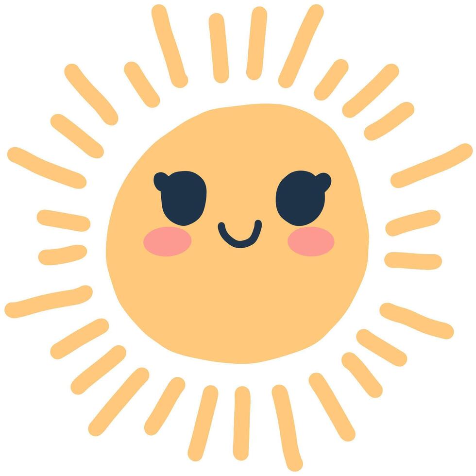 une mignonne Soleil avec une content visage vecteur