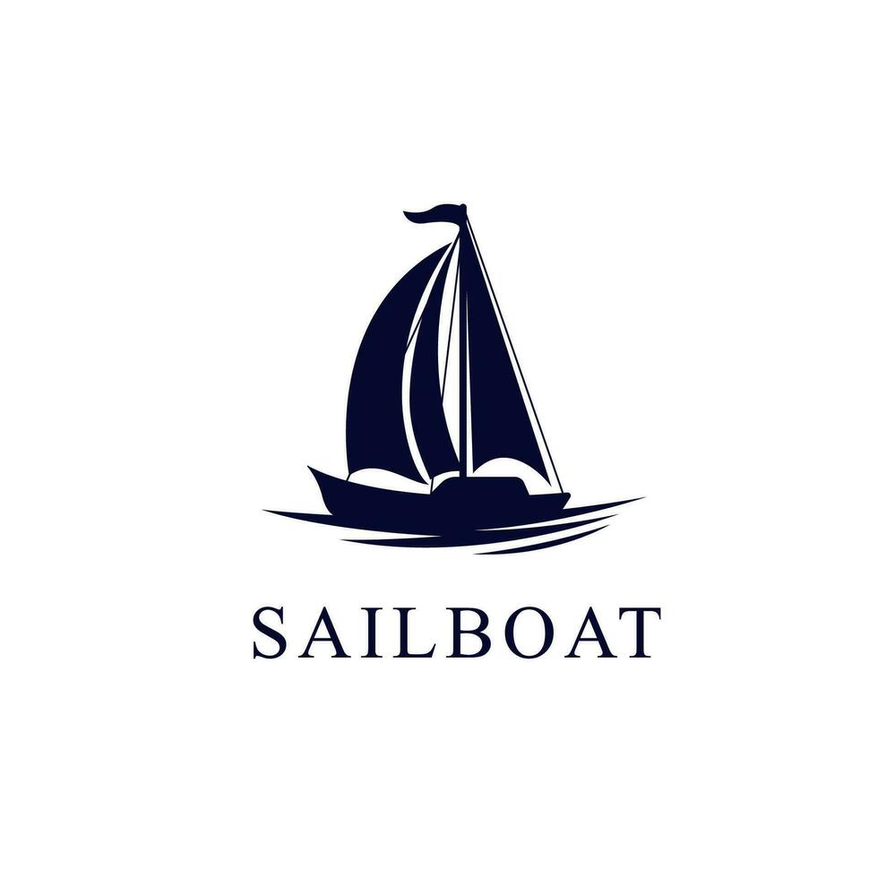 vecteur voile bateau silhouette yacht logo vecteur illustration isolé sur blanc